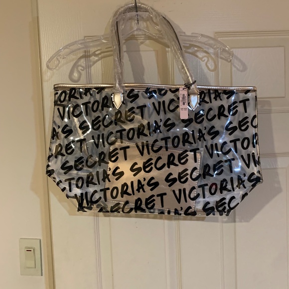 NWT Victoria’s Secret Gold PVC Tote Bag - Picture 1 of 6
